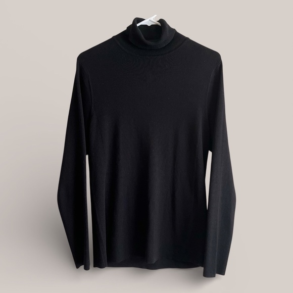 Chico's Sweaters - Chico's Black Fine Gauge Knit Turtleneck Size 2 (L-12)
